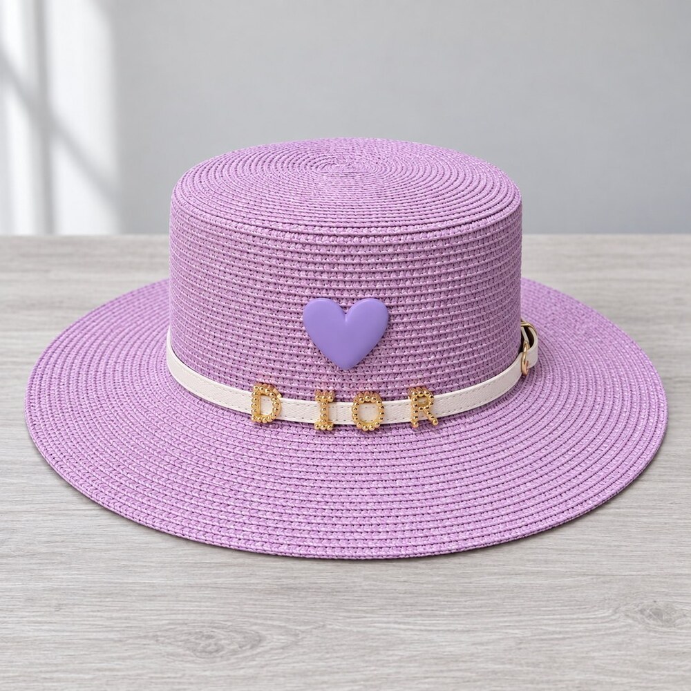 Dior Lavender Heart Straw Sun Hat